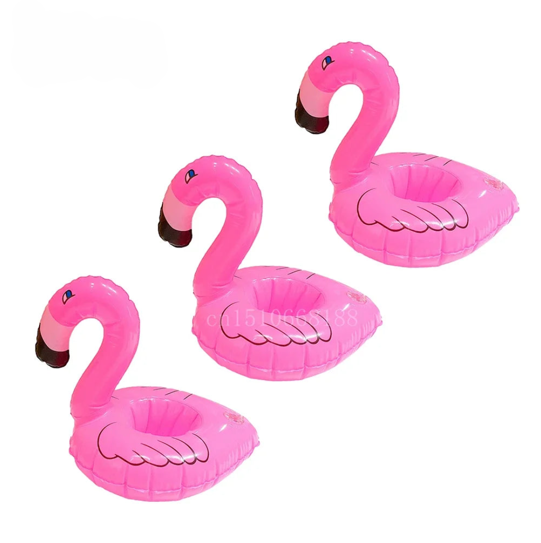 1-5Pcs Floating Cup Inflatable Flamingo Drinks Cup Holder Pool Float Bar Coasters Floatation Devices Pink Toy Drink Holder