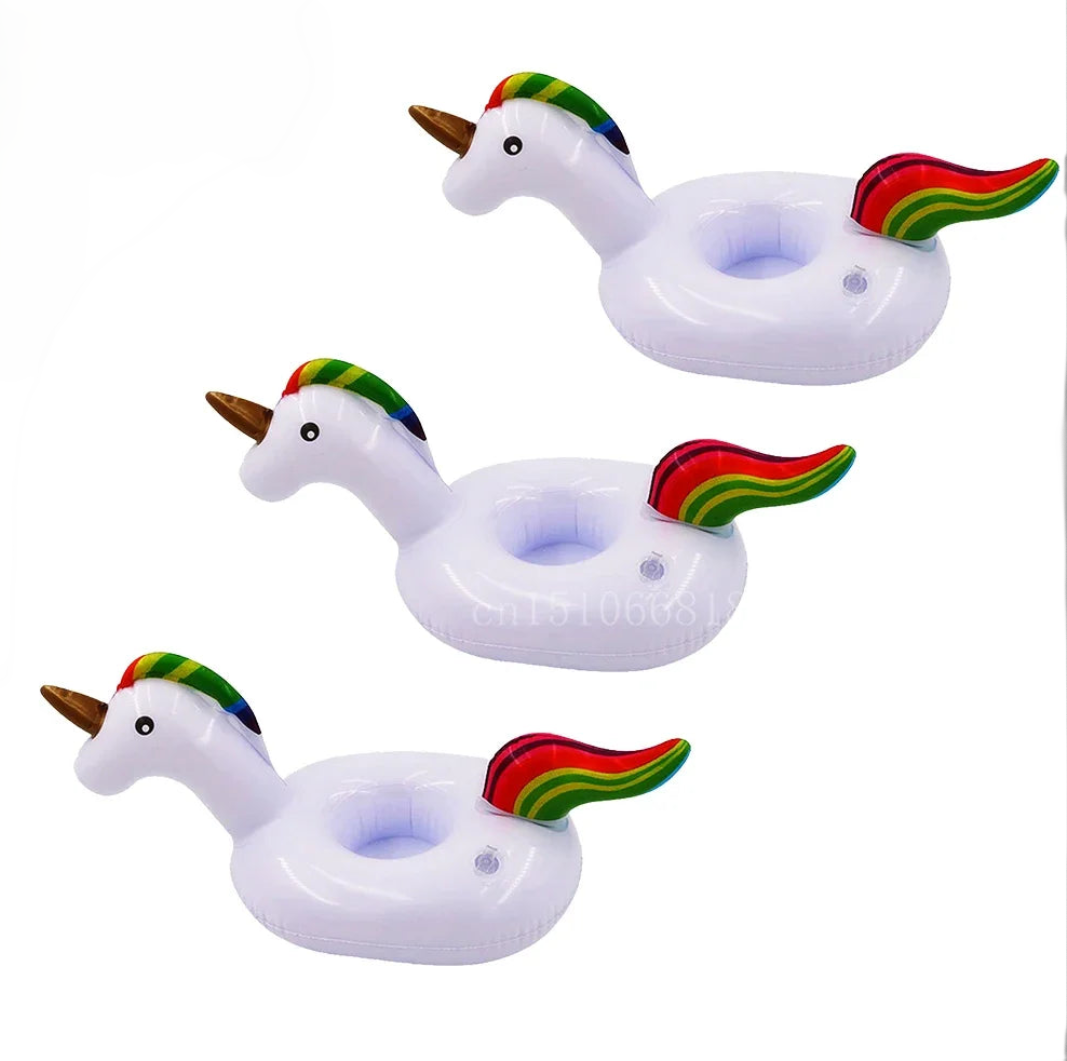 1-5Pcs Floating Cup Inflatable Flamingo Drinks Cup Holder Pool Float Bar Coasters Floatation Devices Pink Toy Drink Holder