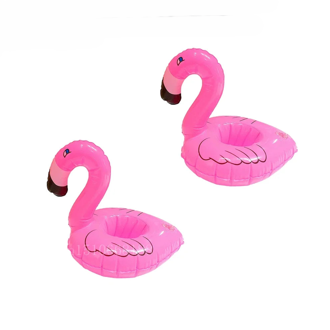 1-5Pcs Floating Cup Inflatable Flamingo Drinks Cup Holder Pool Float Bar Coasters Floatation Devices Pink Toy Drink Holder